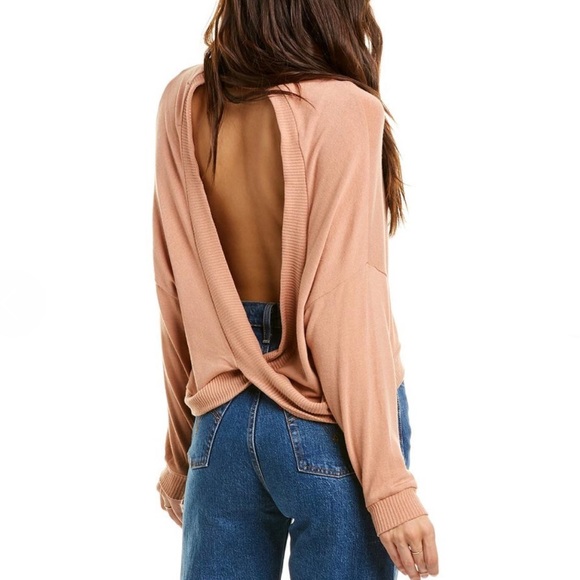 Project Social T Cropped Sweatshirt Batwing Sleeves & Cut-Out Back w/ Twist Hem - Picture 2 of 12